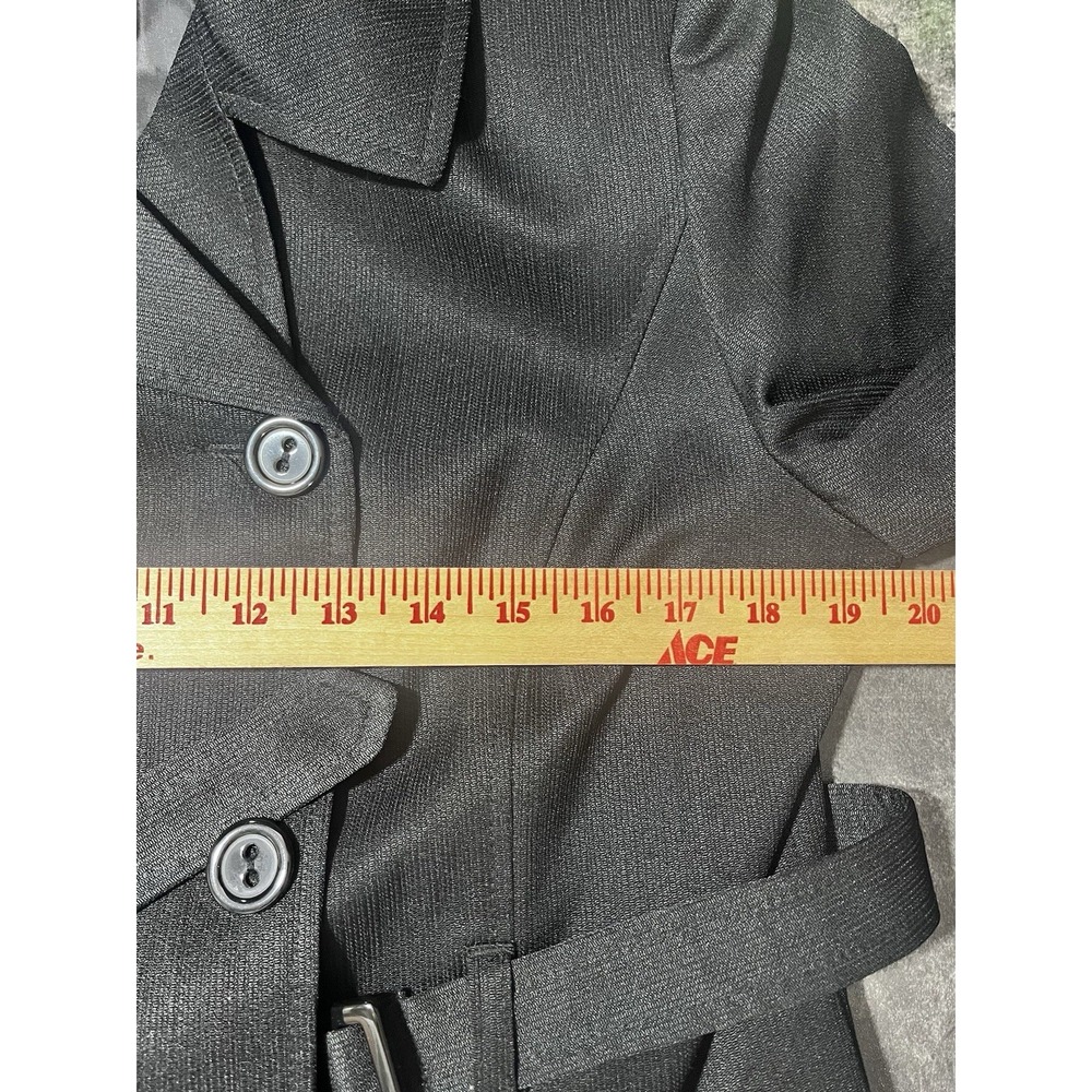 Giorgio Sant' Angelo Black Lined Belted Blazer Button Classic Size 12 Petite - Picture 8 of 8